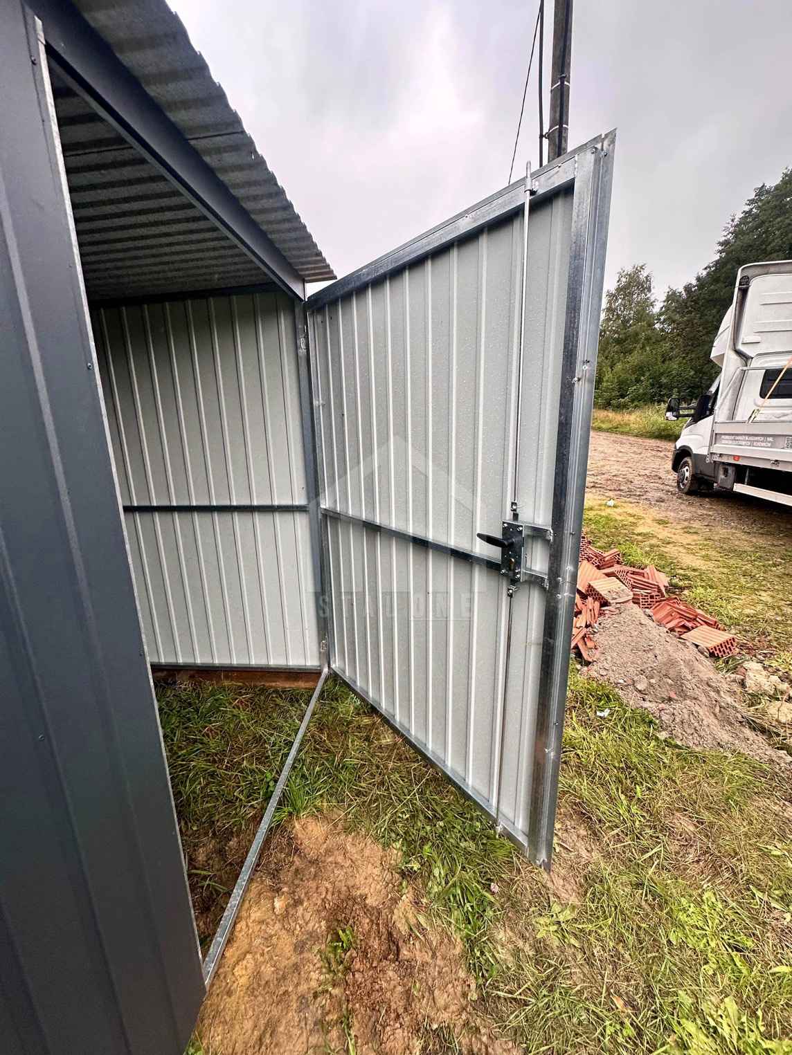 Garaż blaszany 3x5m - brama dwuskrzydłowa - antracyt - dach  SO168 Oświęcim - zdjęcie 4