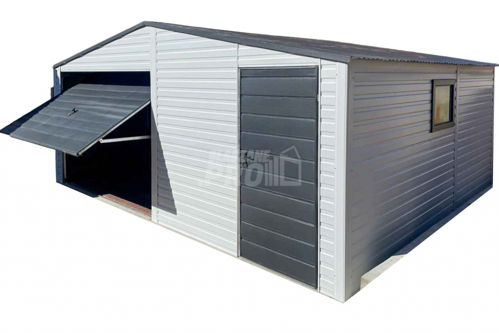 Garaż Blaszany 6x5m - Brama Uchylna - Drzwi - Okno - Biały  GP362 Kalisz - zdjęcie 1