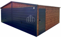 Garaż blaszany 6x4m - 2x brama uchylna - drzwi SO122
