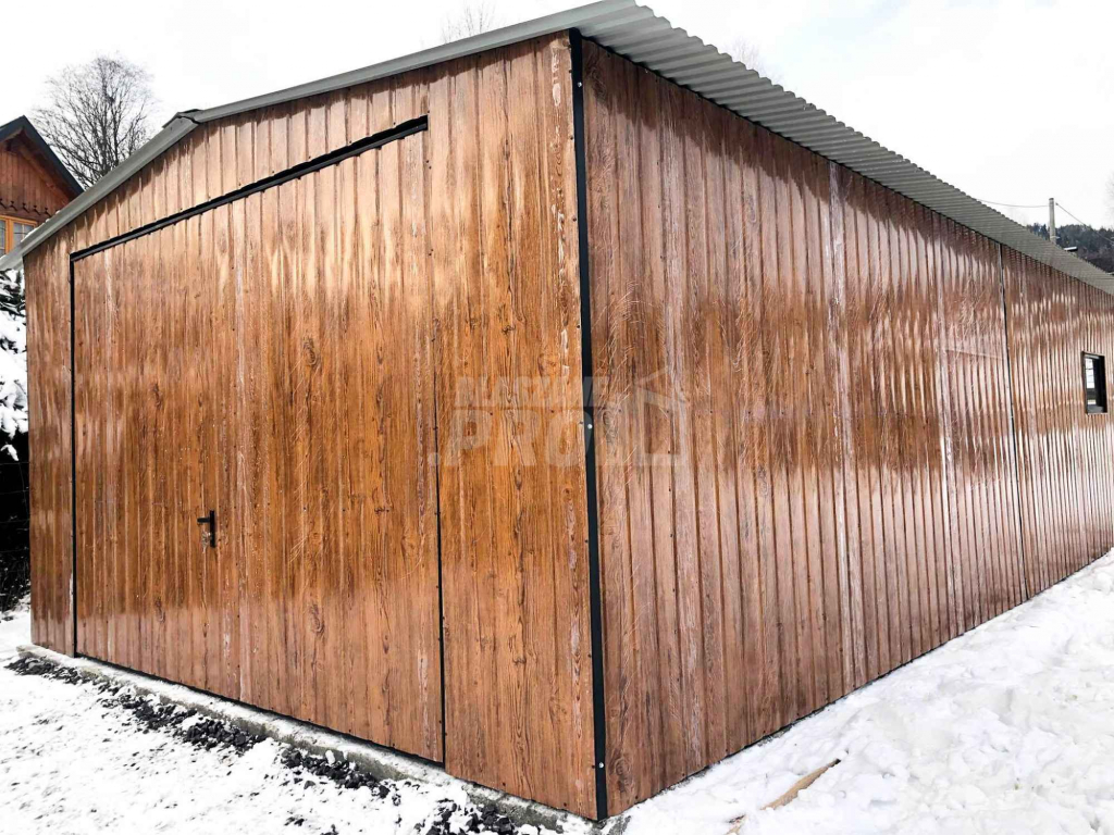 Garaż blaszany 4x8 Brama uchylna Okno Dodatkowe drewnopodobny  GP148 Łęczyca - zdjęcie 3