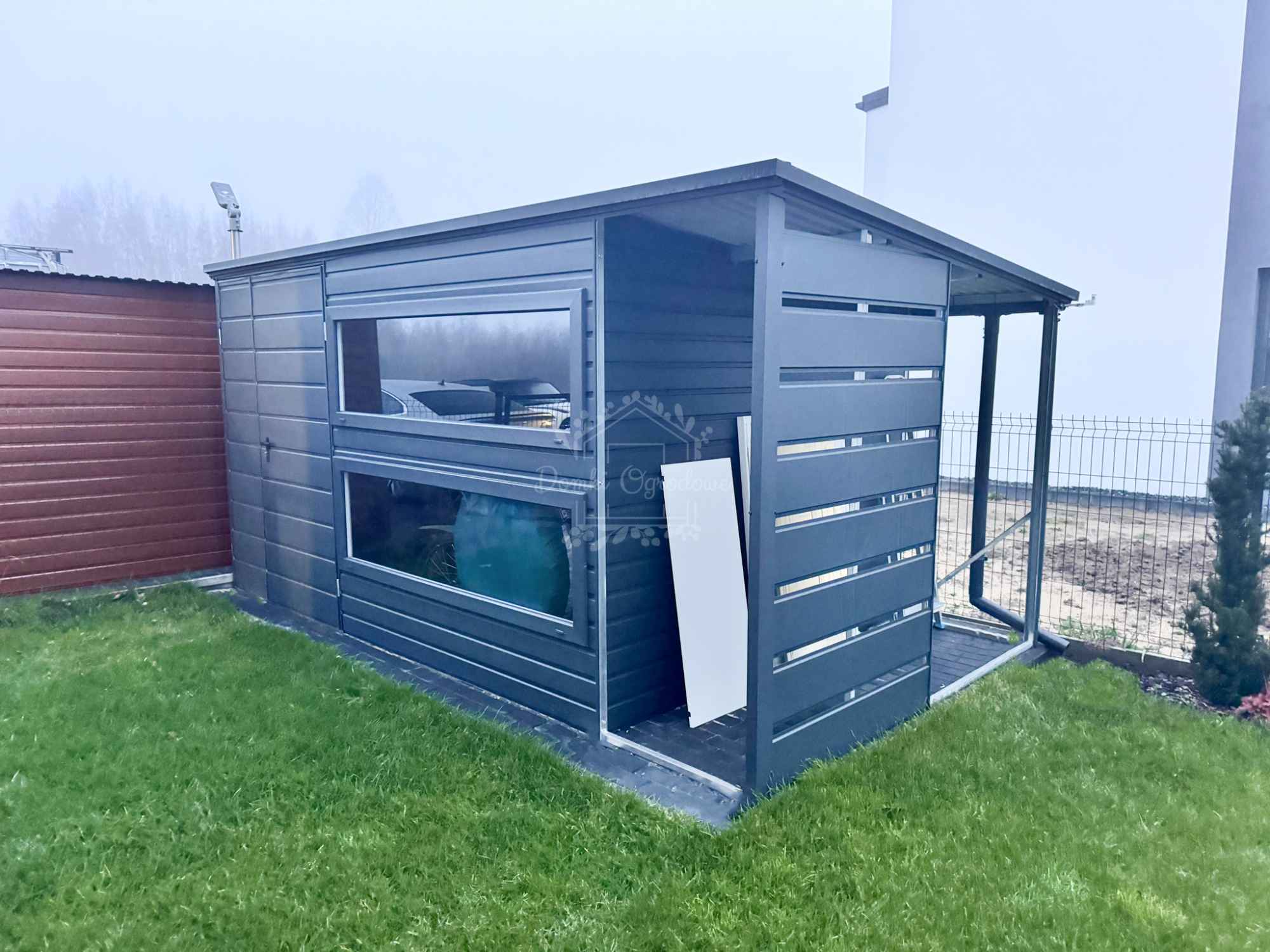 Domek ogrodowy 3,8x2,5m + wiata 0,7x2,5m  antracyt - rynny  ID877 Bydgoszcz - zdjęcie 3