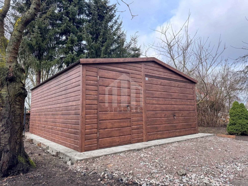 Garaż blaszany 5x5m - brama uchylna - drzwi - drewnopodobny SO120 Leszno - zdjęcie 3