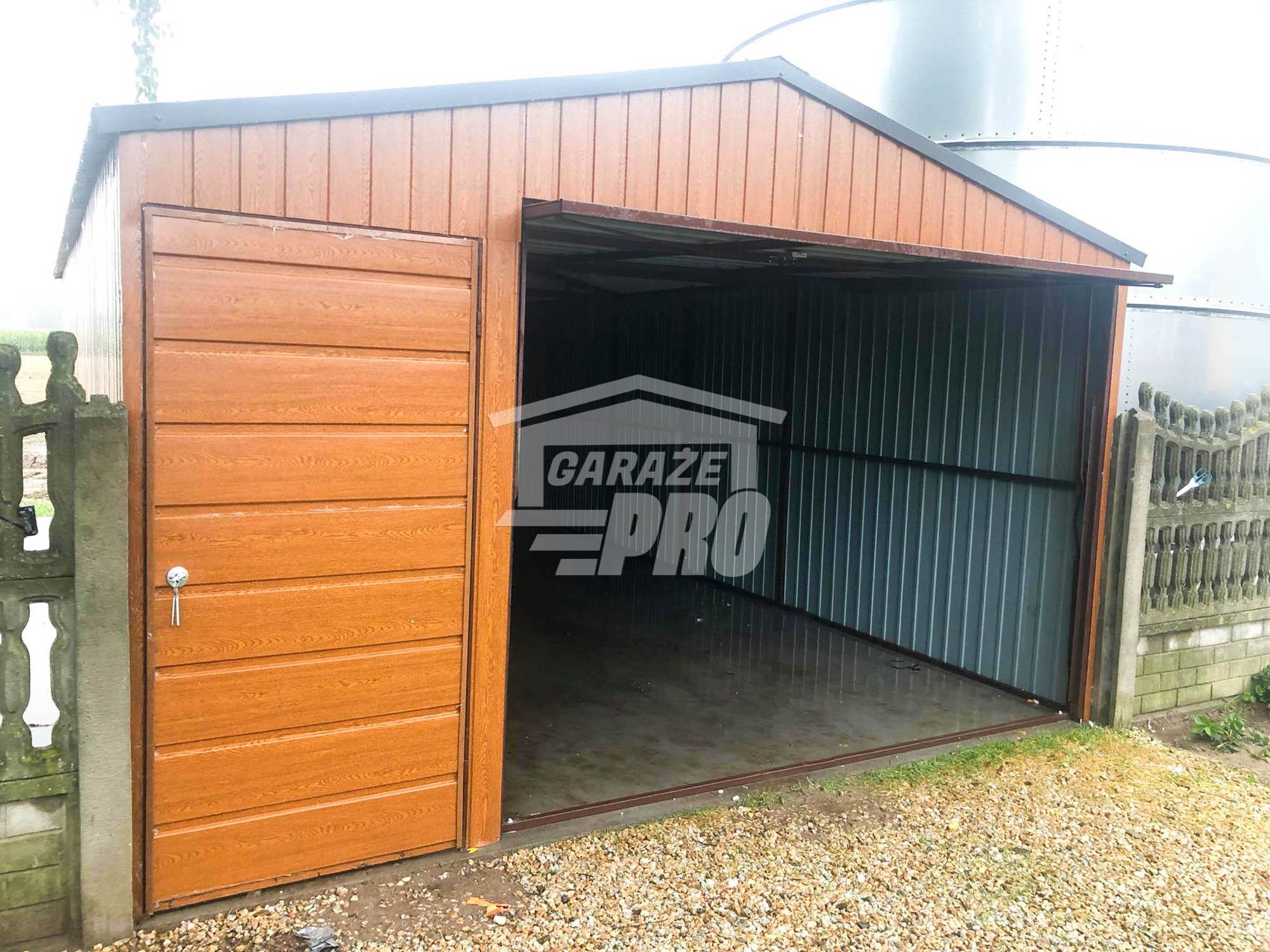Garaż blaszany 4x6 Brama + drzwi drewnopodobny Dach dwuspadowy GP95 Lublinów - zdjęcie 7
