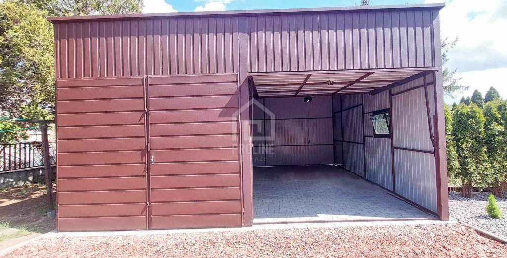 Hala Garaż blaszany 6x6 - 2x Brama - okno  dach w tył PLG107 Siedlce - zdjęcie 4