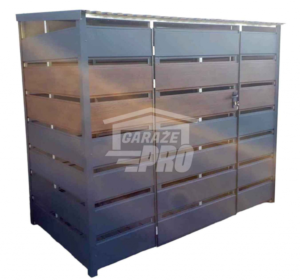 Wiata śmietnikowa spad tył 3x0,7m antracyt + drewnopodobny GP288 Gdynia - zdjęcie 1