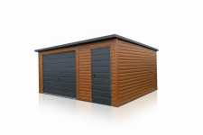 Garaż Blaszany 5x5m Drewnopodobny Spad na Tył Brama Uchylna Grafit Trablice - zdjęcie 2