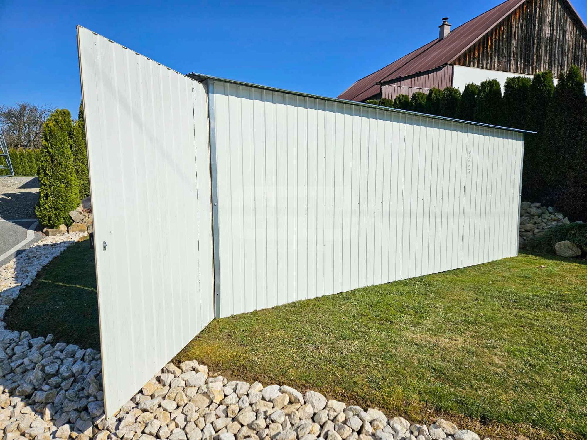 Garaż blaszany 3x5 wolnostojący  - brama dwuskrzdłowa - biały GB143 Szczecinek - zdjęcie 2