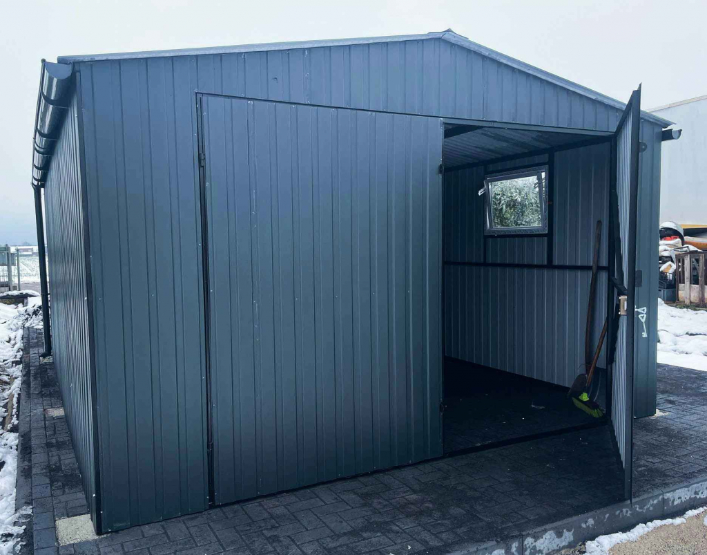 Garaż blaszany 4x5 Brama + okno Antracyt  Dach dwuspadowy GP145 Busko-Zdrój - zdjęcie 2