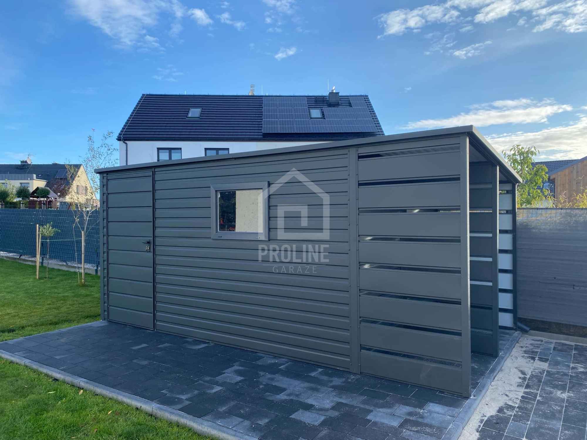 Schowek Domek ogrodowy 3,8x2,5m +wiata 1,2m drzwi okno spad PLG150 Radom - zdjęcie 3