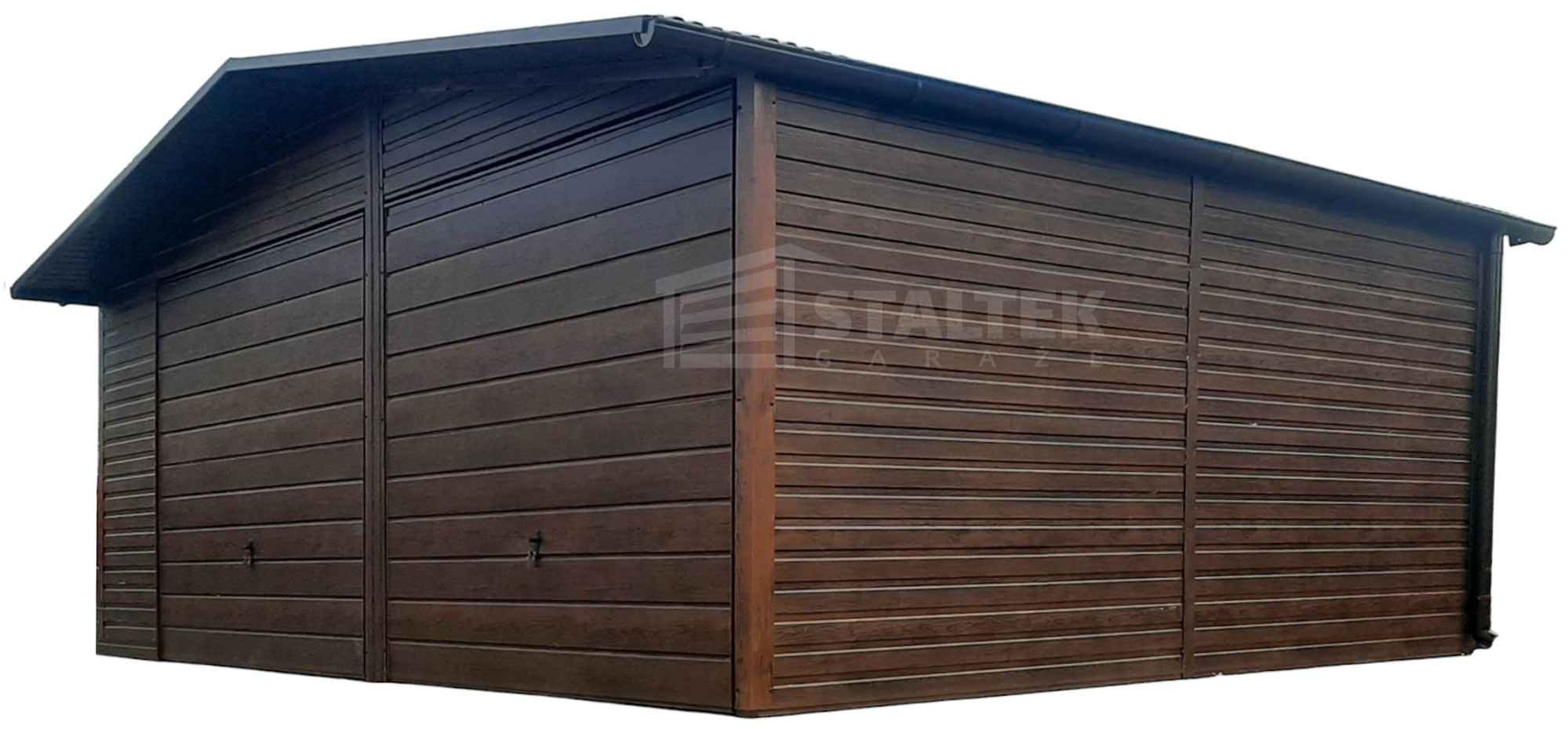 Garaż blaszany 7x6m 2x Brama  drewnopodobny Dach  rynny ST165 Kalisz - zdjęcie 1