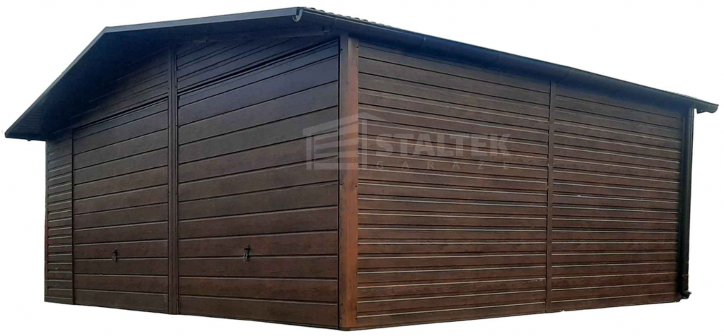 Garaż blaszany 7x6m 2x Brama  drewnopodobny Dach  rynny ST165 Kalisz - zdjęcie 1