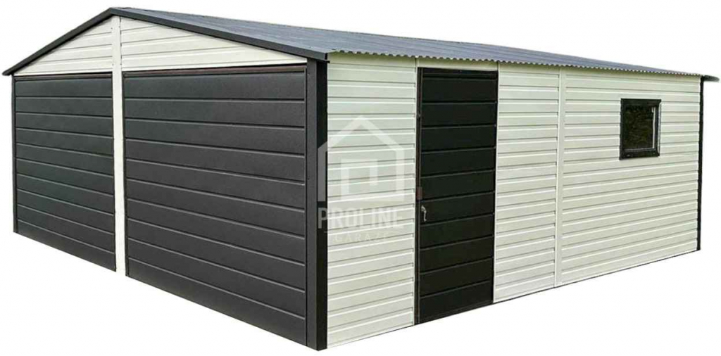 Garaż Blaszany 6x6 - 2x Brama Uchylna Drzwi  Okno dach Dwuspad PLG114 Gryfice - zdjęcie 1