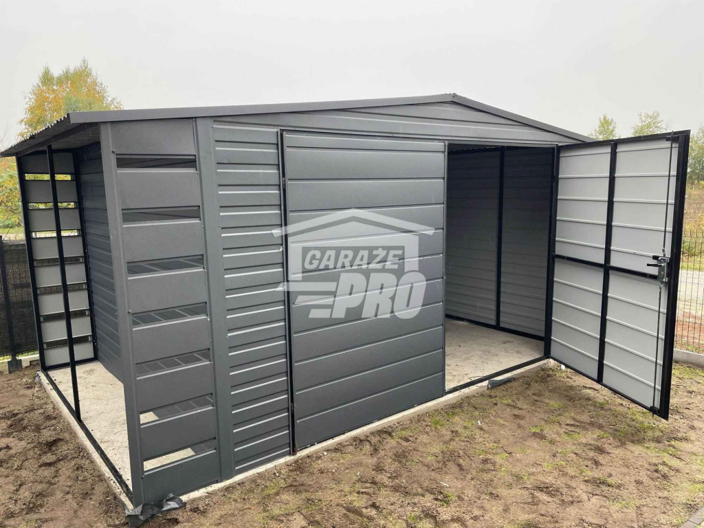 Domek Ogrodowy 4x3 + wiata - antracyt Brama dwuskrzydłowa  GP238 Mysłowice - zdjęcie 2