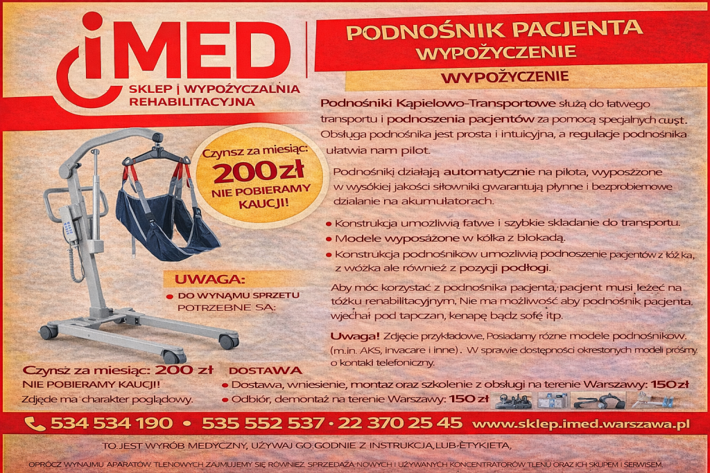 Podnosnik pacjenta wynajem Warszawa IMED Bemowo - zdjęcie 1