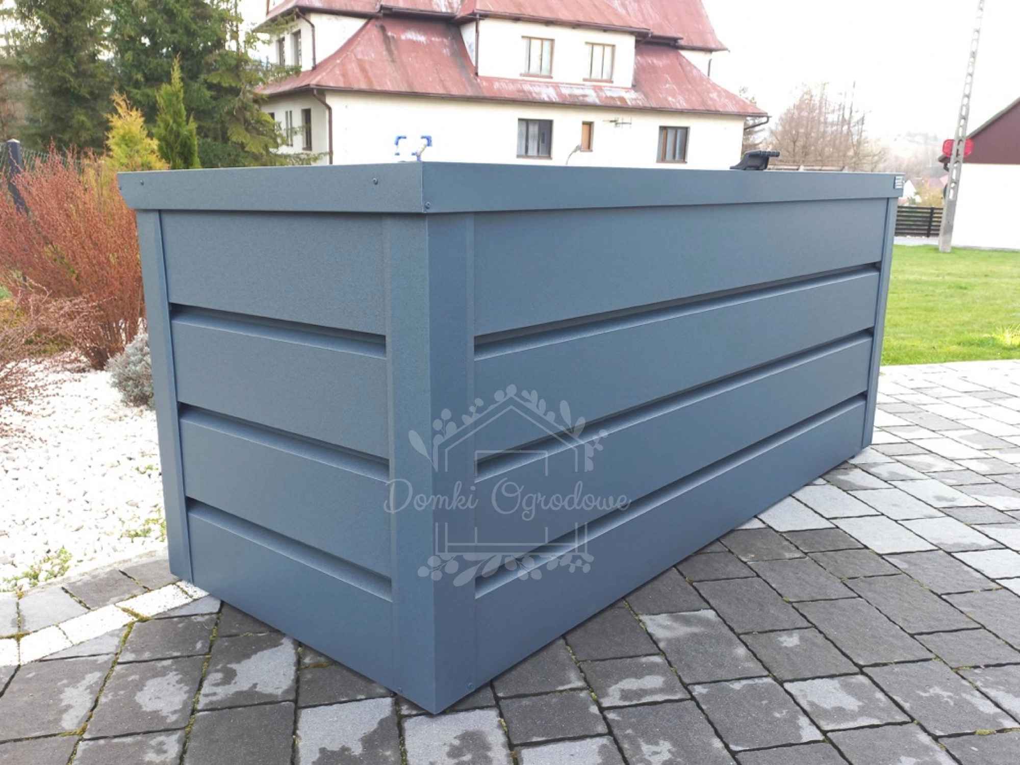 Skrzynia ogrodowa metalowa kufer 150x60x70cm antracyt ID524 Wisła - zdjęcie 3