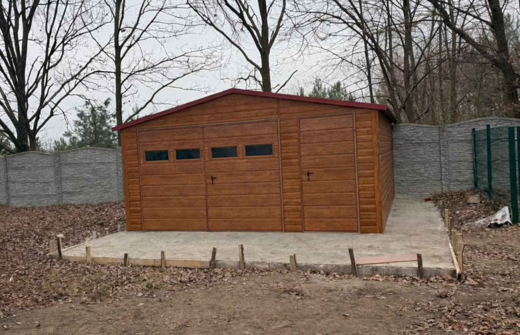 Dwuspadowy Garaż Blaszany 5×5m drewnopodobny złoty dąb PREMIUM Franciszkowo - zdjęcie 4