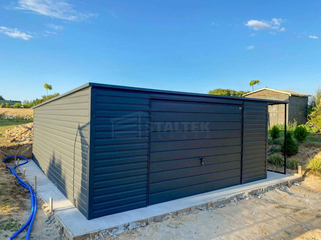 Garaż blaszany 5x6m - wiata 1m - brama - antracyt - dach ST194 Łańcut - zdjęcie 2
