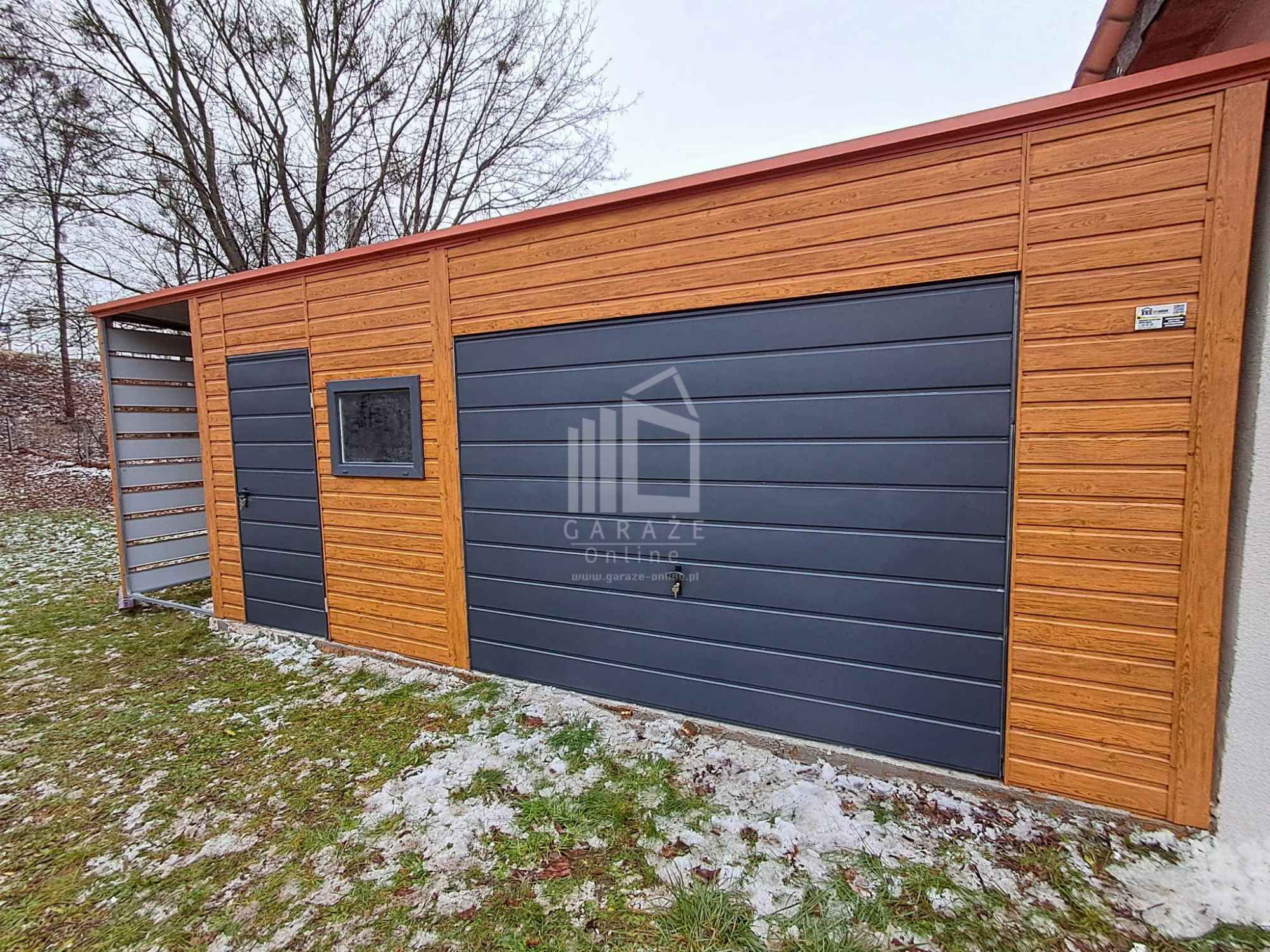 Garaż blaszany 6x6m + Wiata 1,5m - Brama uchylna drzwi okno ID968 Lubin - zdjęcie 4