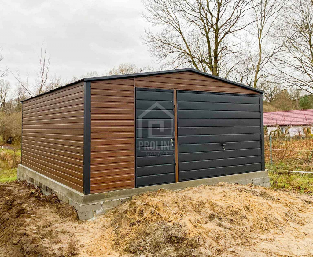 Garaż blaszany 5x6m Brama uchylna drewnopodobny dach dwuspadowy PLG178 Chełm - zdjęcie 4