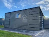 Schowek Domek ogrodowy 3,8x2,5 + wiata 1,2 drzwi okno dach spad PLG101 Morąg - zdjęcie 2