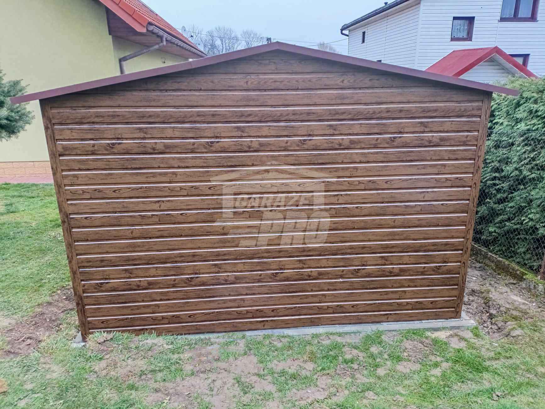 Garaż blaszany 4x6m Brama uchylna drzwi okno drewnopodobny dach GP446 Sopot - zdjęcie 4