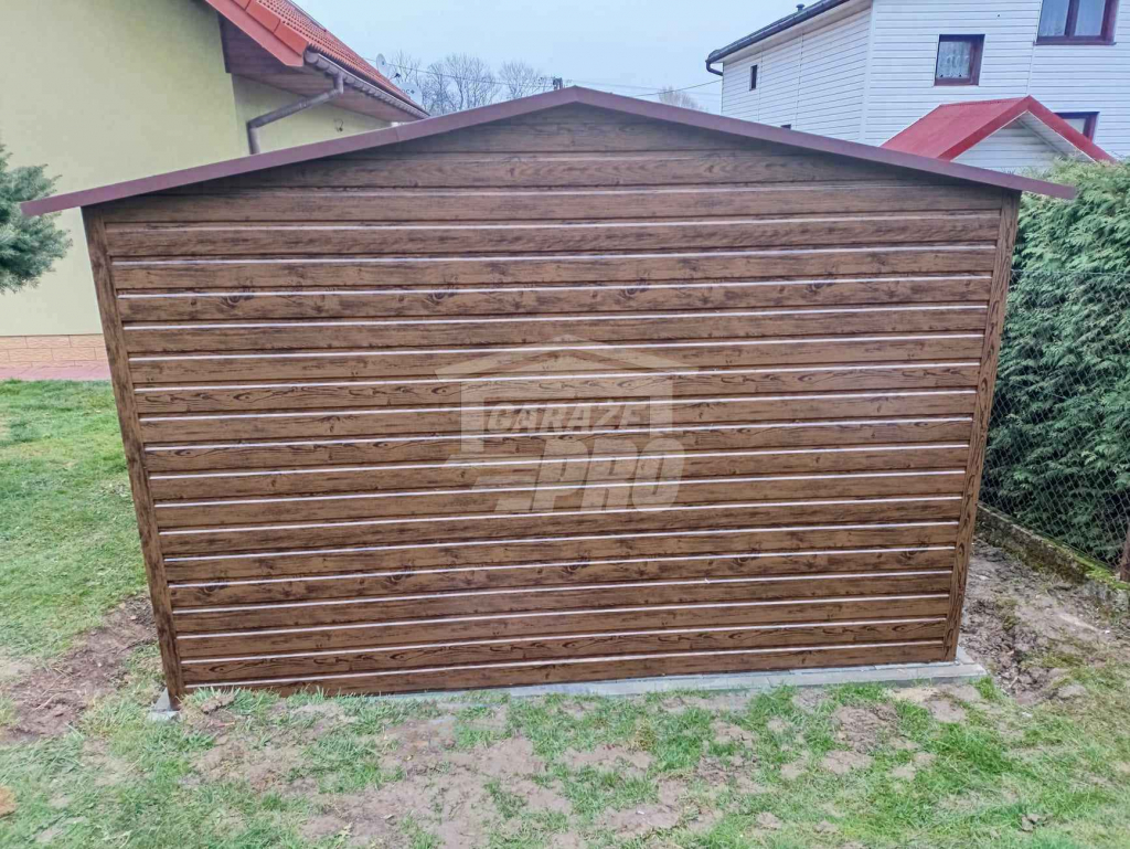 Garaż blaszany 4x6m Brama uchylna drzwi okno drewnopodobny dach GP446 Sopot - zdjęcie 4