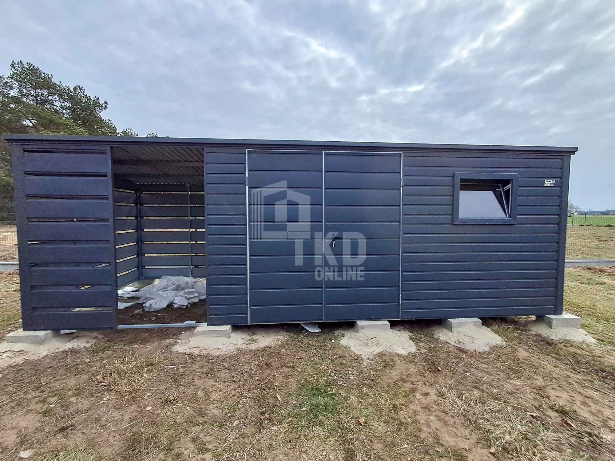 Schowek - domek ogrodowy 4,5x2,5m + wiata 2m brama  okno  dach TKD364 Miastko - zdjęcie 3