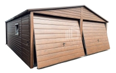 Garaż blaszany 6x6 m - 2x brama uchylna - 2x okno  rynny dach ID1288