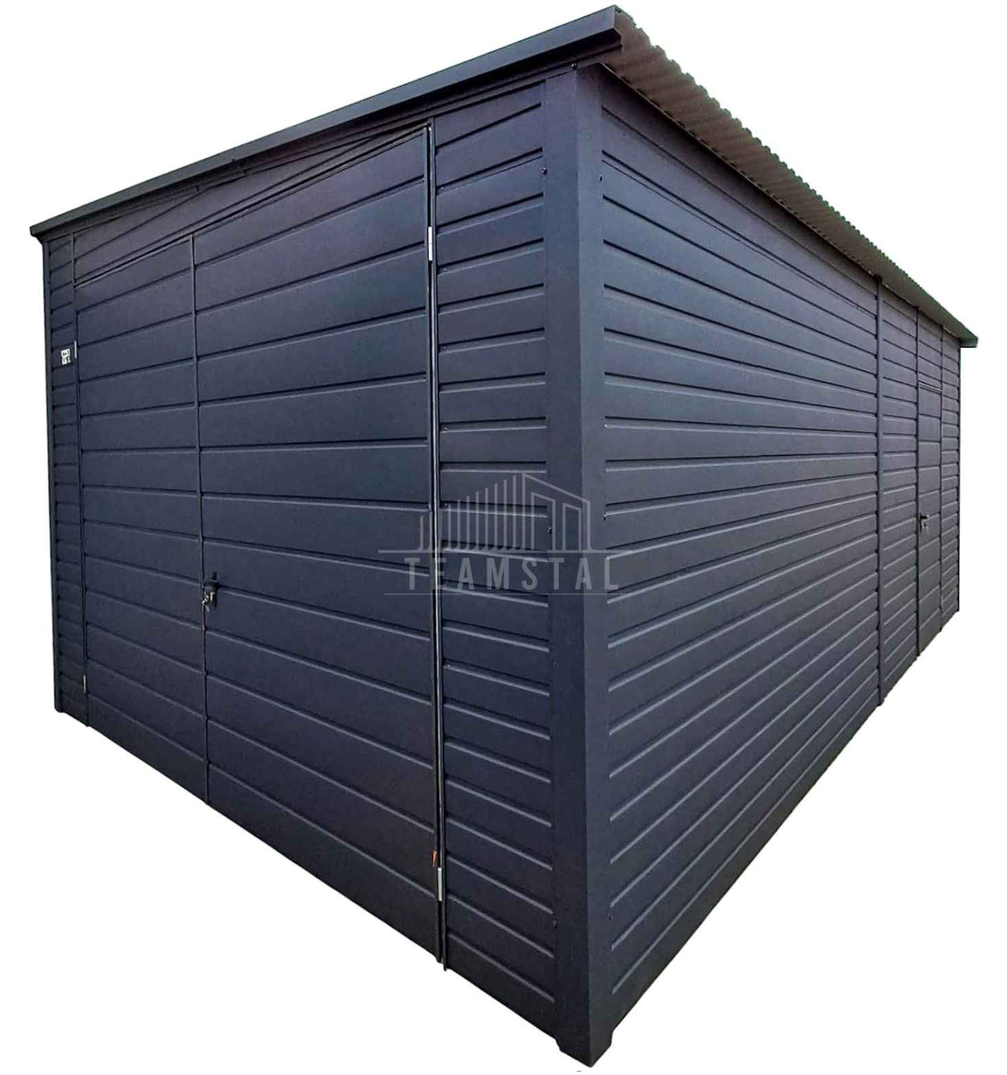 Garaż blaszany 3x7m Brama dwuskrzydłowa drzwi  dach spad w bok TS1049 Niepołomice - zdjęcie 1