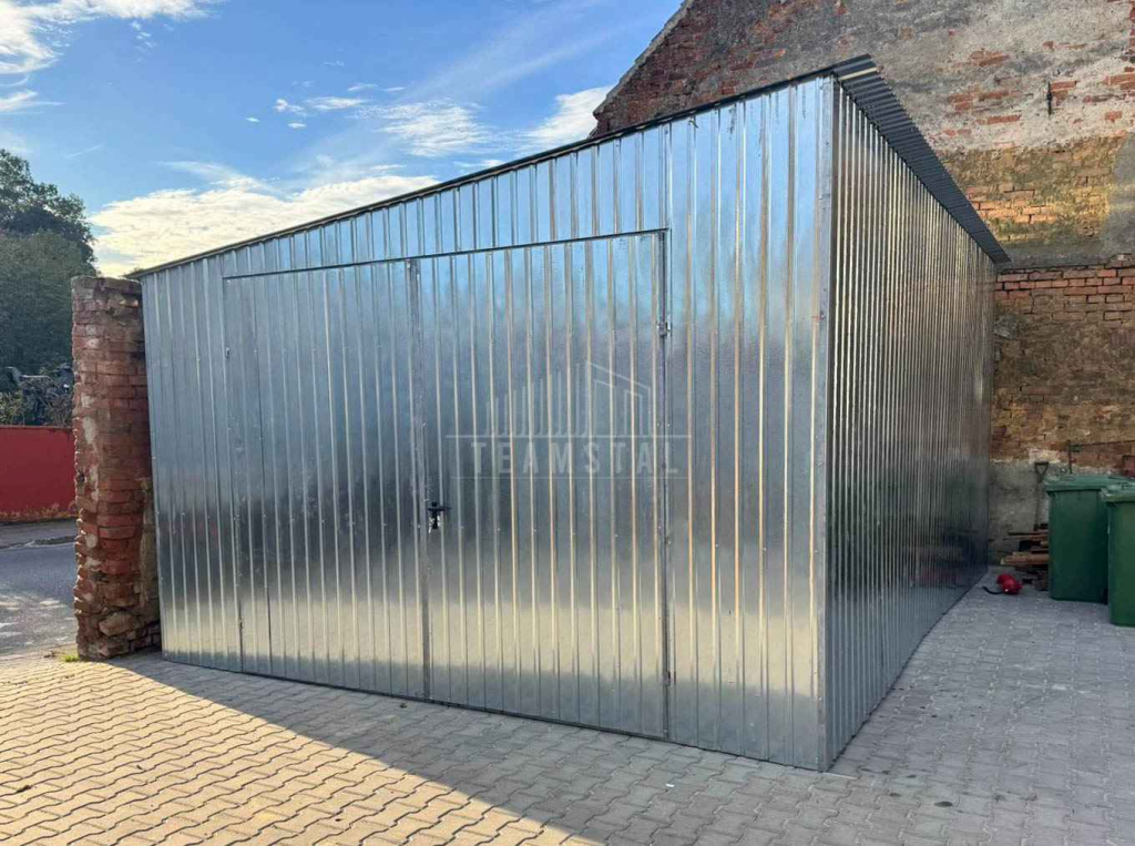 Garaż blaszany 4x5m - brama dwuskrzydłowa - ocynk - spad w bok TS1210 Łuków - zdjęcie 4