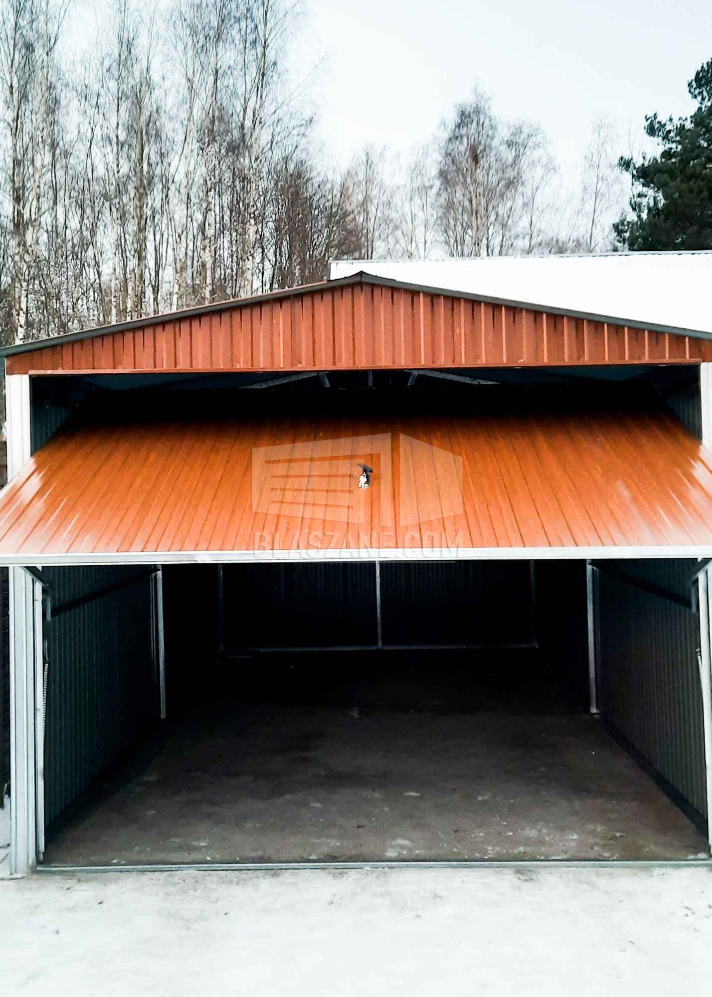 Garaż Blaszany 3x5 - Brama uchylna - jasny brąz dach dwuspadowy BL174 Piła - zdjęcie 6
