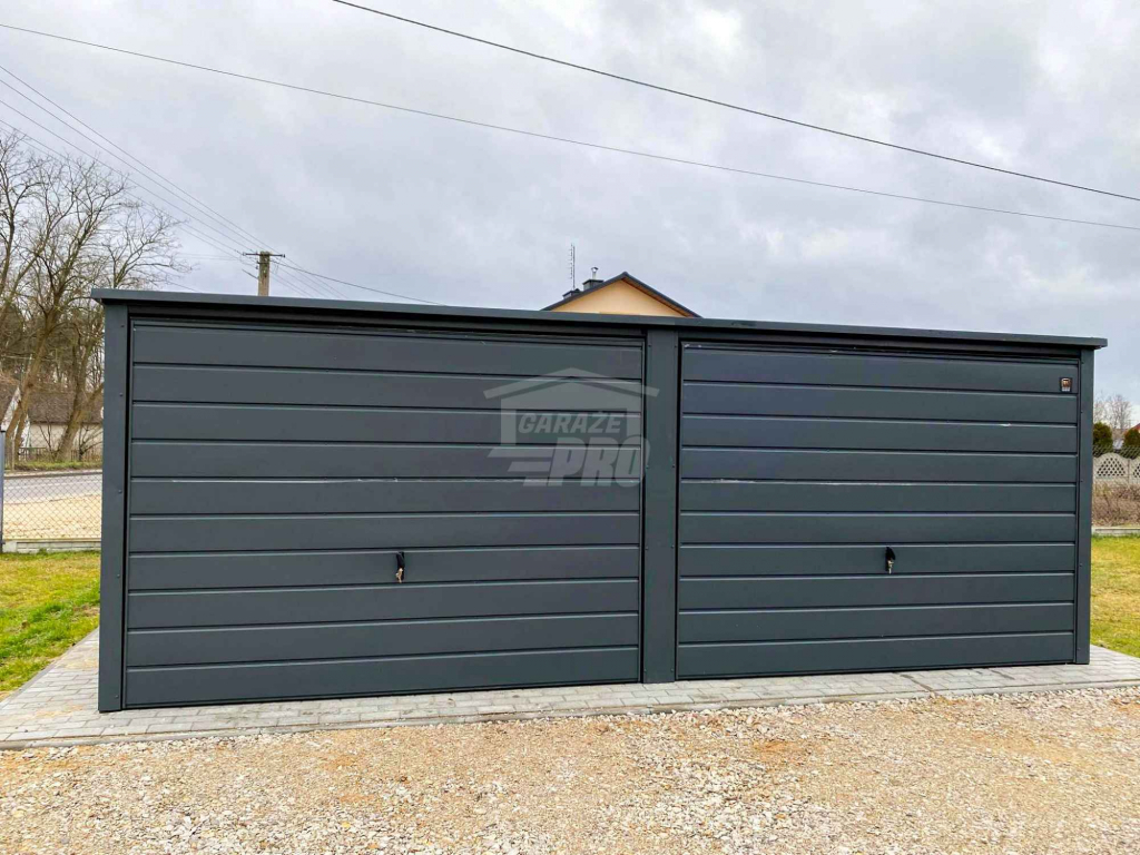 Garaż blaszany 6x6m - Brama uchylna - Antracyt Dach spad w tył GP596 Łuków - zdjęcie 2