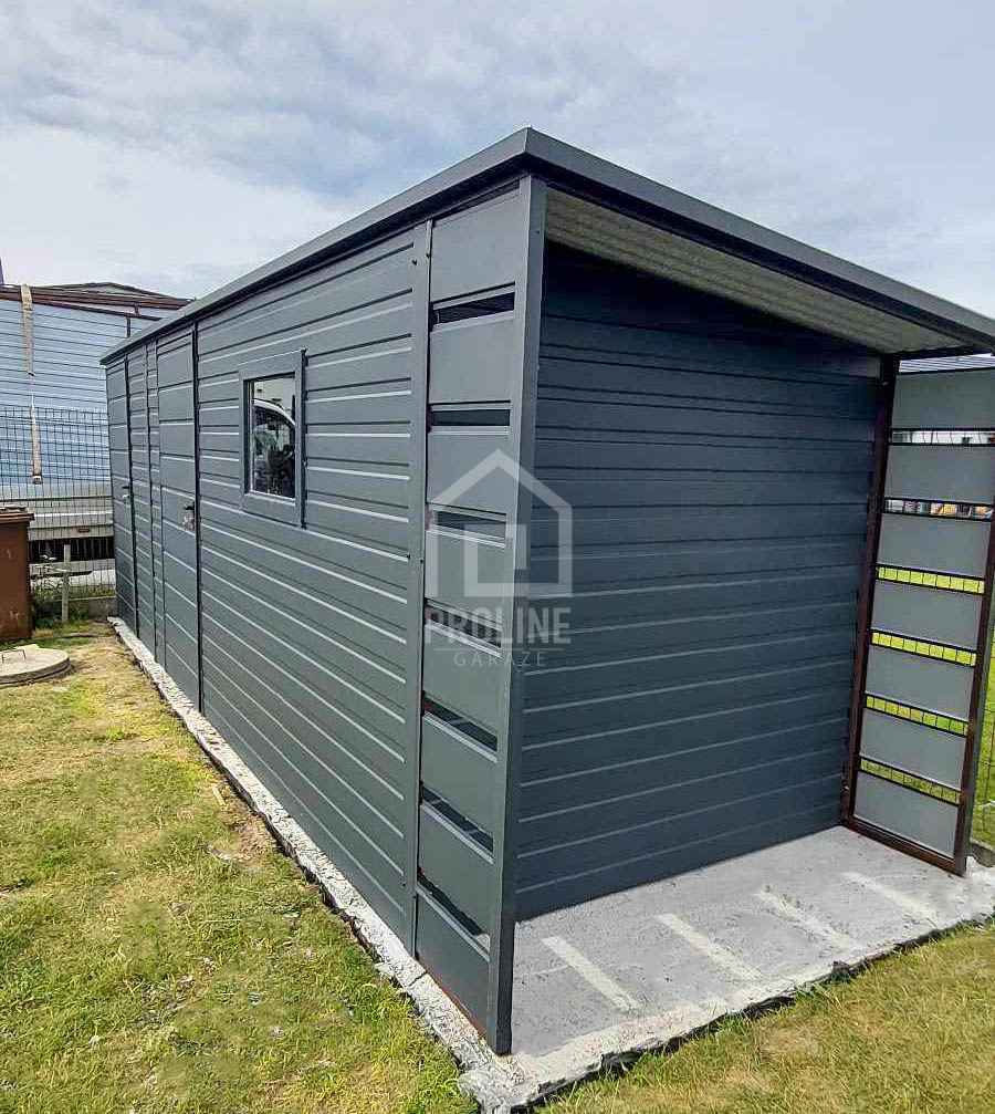 Schowek Domek Ogrodowy 5x2 +Wiata 0,5m 2x Drzwi Okno dach w tył PLG104 Nowy Tomyśl - zdjęcie 3