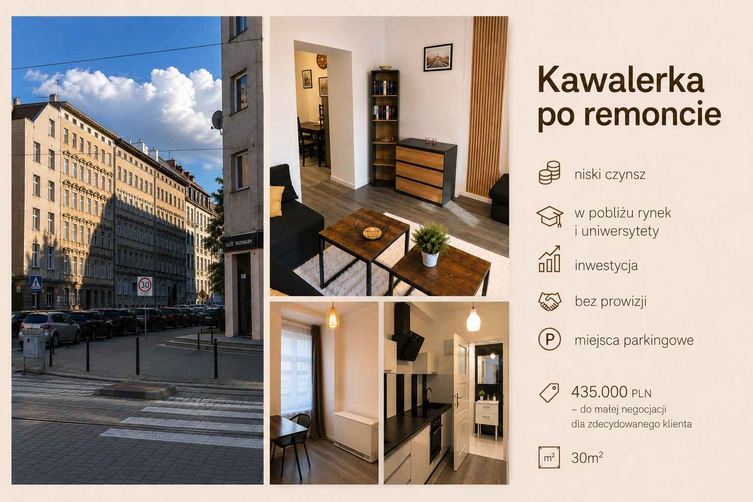 1pok, 30met, Okolice Kościuszki PO REMONCIE (Wrocław) Krzyki - zdjęcie 1