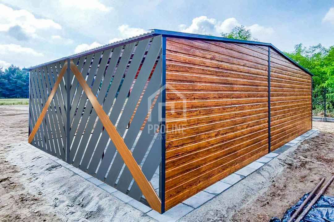 Garaż Blaszany 4x6m + Wiata Panele Verona Brama Okno Drzwi dach PLG142 Konin - zdjęcie 4