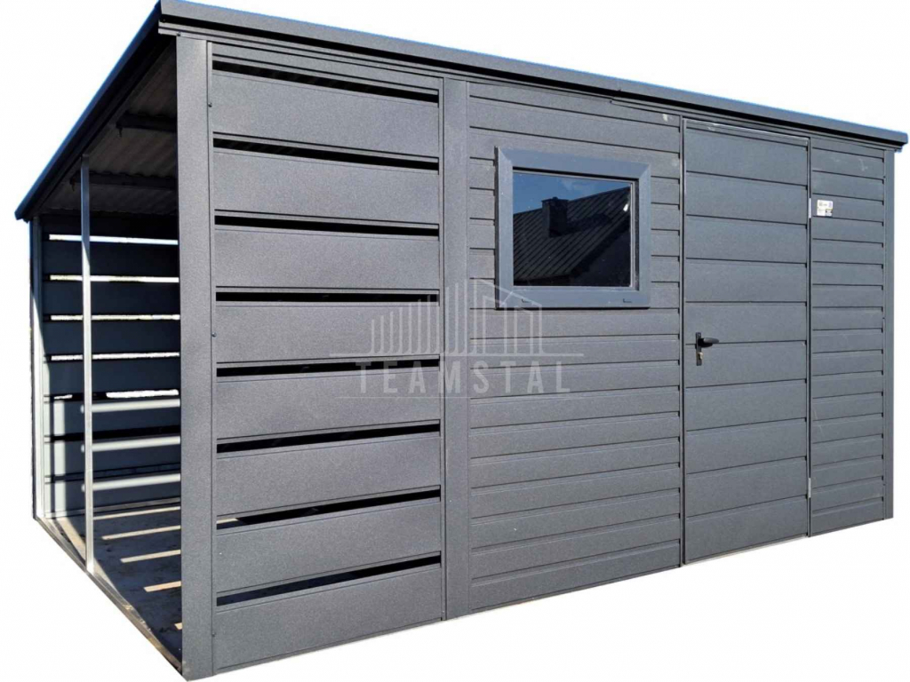 Schowek - domek ogrodowy 2,5x2m + wiata 1m - drzwi okno dach TS1080 Włocławek - zdjęcie 1