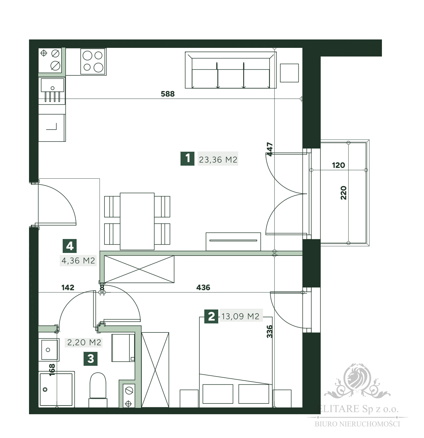 Mieszkanie 2pok. o pow 44,13m2 z balkonem/ Żerniki Strachowicka Wrocław - zdjęcie 4