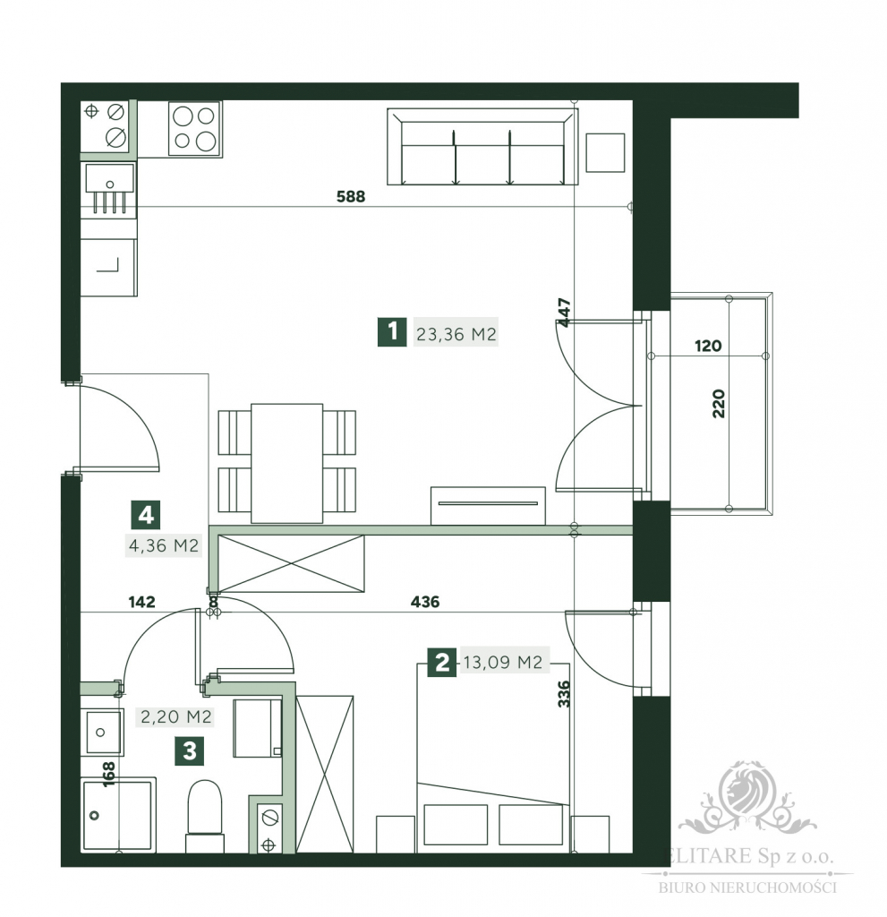 Mieszkanie 2pok. o pow 44,13m2 z balkonem/ Żerniki Strachowicka Wrocław - zdjęcie 4