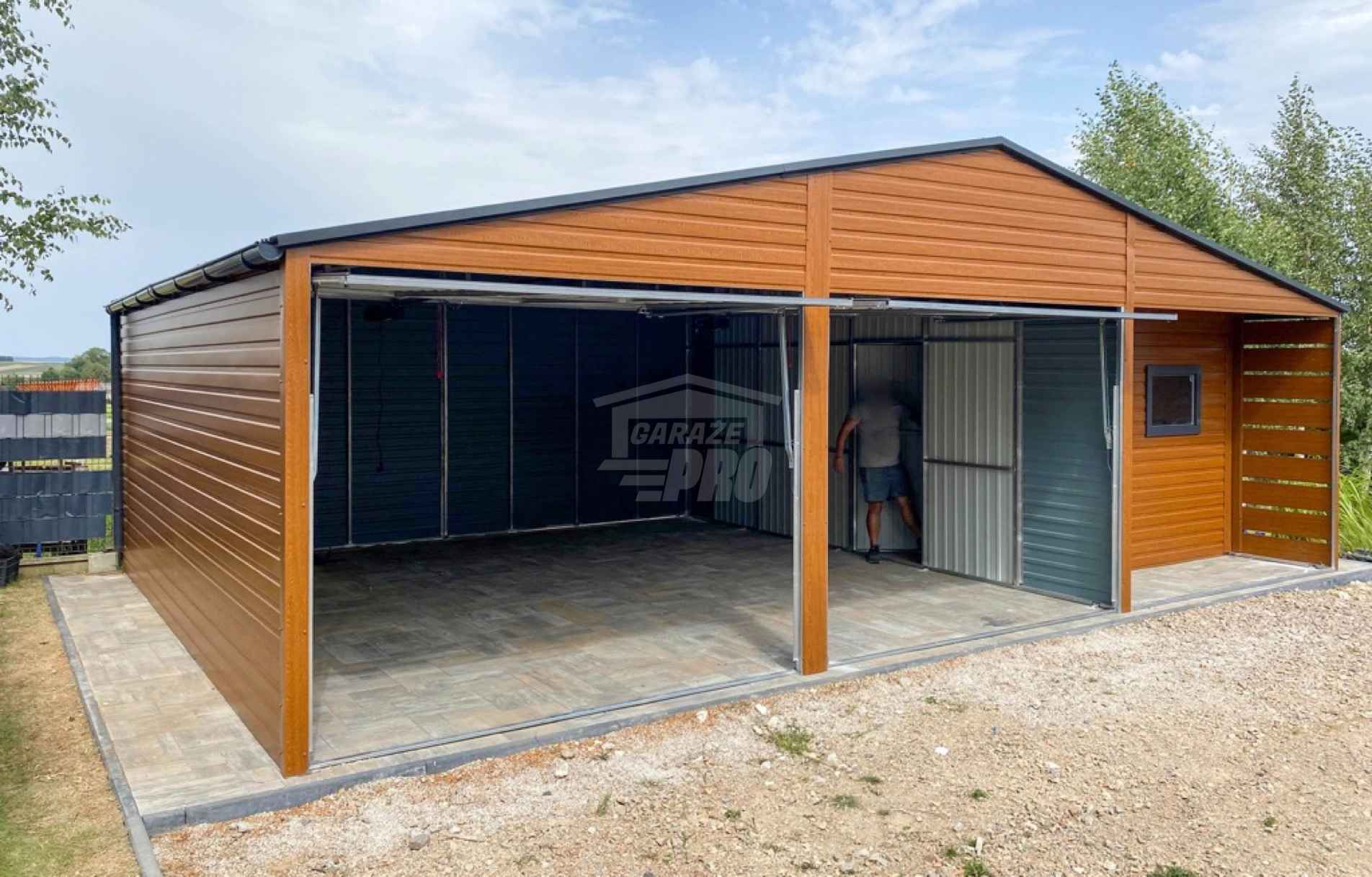 Garaż blaszany 5x9m wnęka 2x brama drzwi okno rynny dach GP650 Lubartów - zdjęcie 2