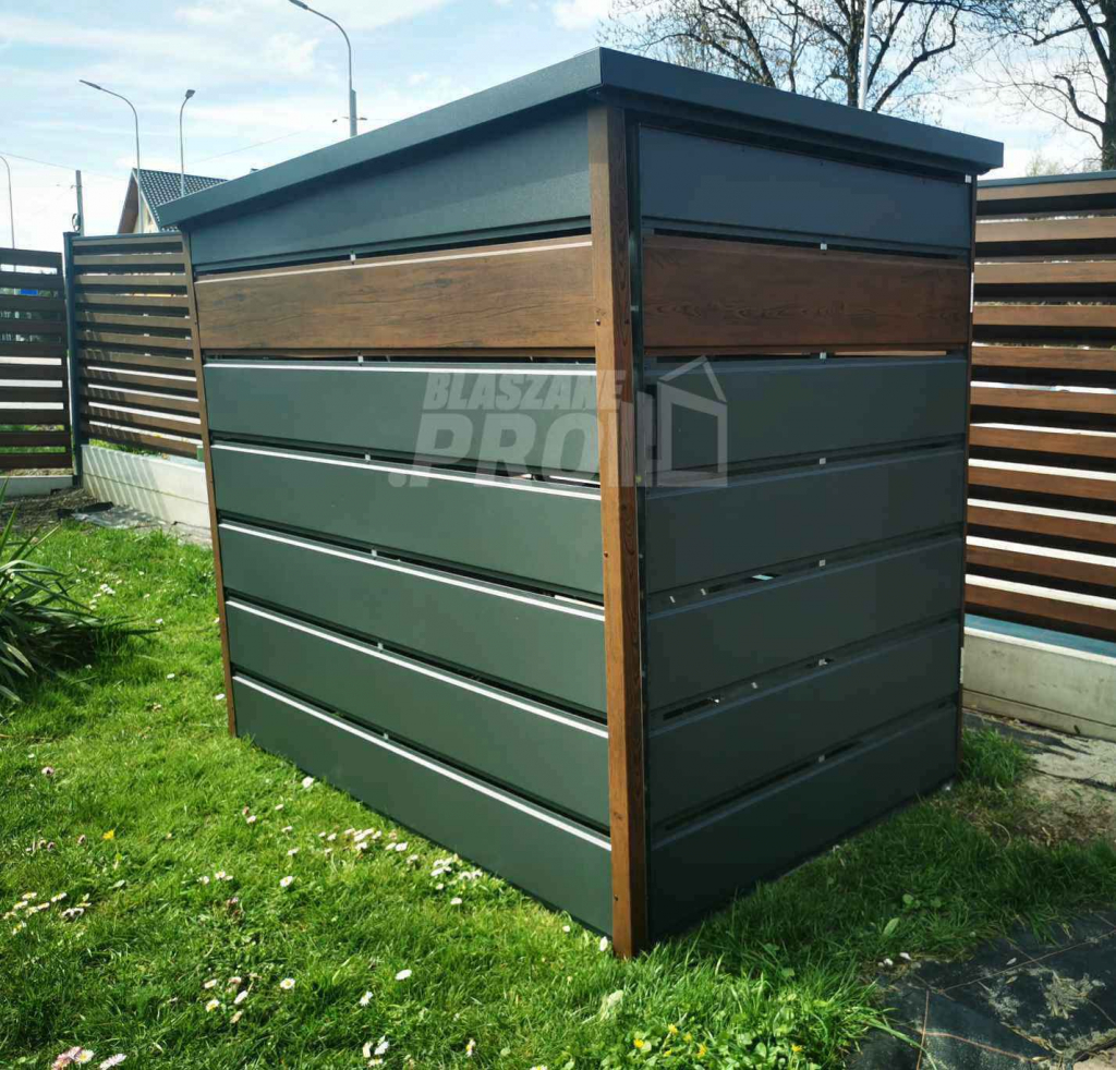 Wiata śmietnikowa spad tył1,3x2m zielona drewno Schowek ogrodowy GP291 Bełchatów - zdjęcie 5
