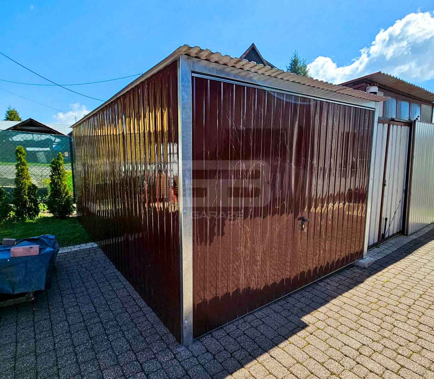 Garaż blaszany 3x5m - wolnostojący - brama uchylna - ciemny brąz GB149 Płock - zdjęcie 2
