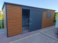 domek ogrodowy 5x2,5m - Drzwi przesuwne  drewnopodobny  antracyt ID763 Nowogard - zdjęcie 5