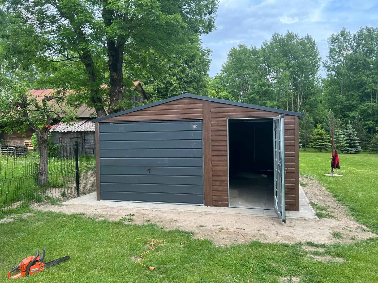 Garaż Blaszany dwuspadowy 5×7 Ciemny Orzech PREMIUM Tczew - zdjęcie 2