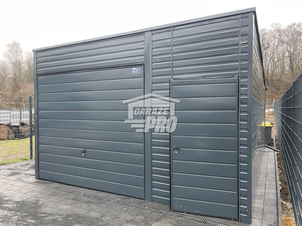 Garaż blaszany 4,5x6 antracyt drzwi+okno spad tył(podwyższenie)GP109 Zakopane - zdjęcie 3