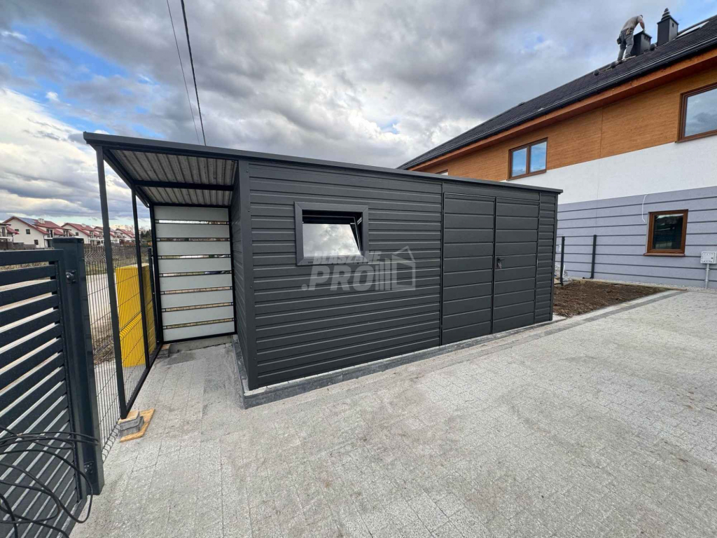 Schowek - Domek Ogrodowy 5x2m + wiata okno - antracyt spad w tył GP550 Radom - zdjęcie 2