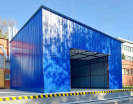 Hala - Garaż blaszany 7x8m - brama uchylna - niebieski - dach  ST251 Nowy Tomyśl - zdjęcie 3