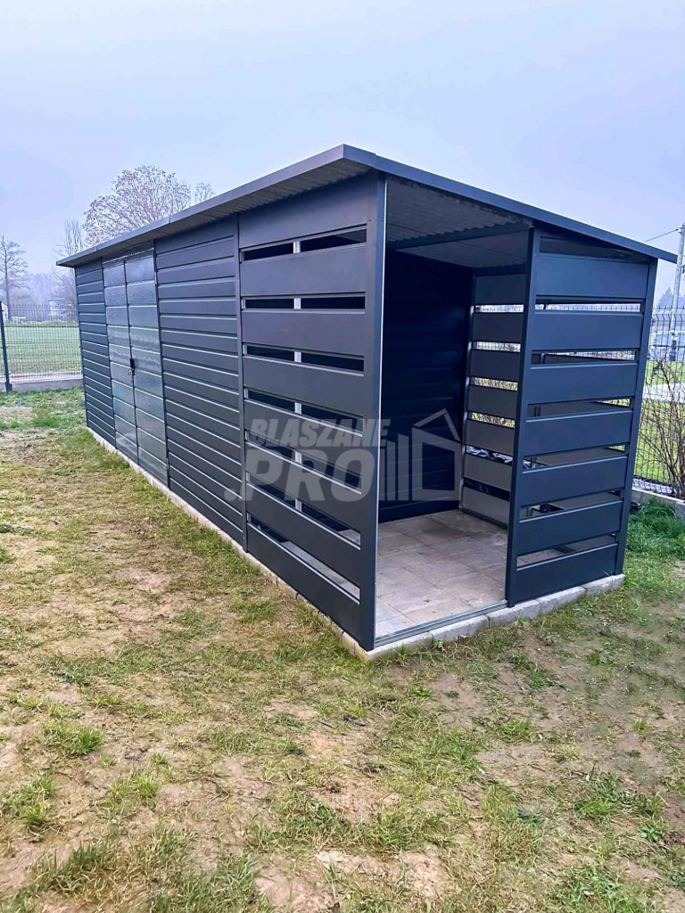 Schowek  domek ogrodowy 6x2m  wiata 1,5m  antracyt  spad w tył GP452 Koszalin - zdjęcie 6
