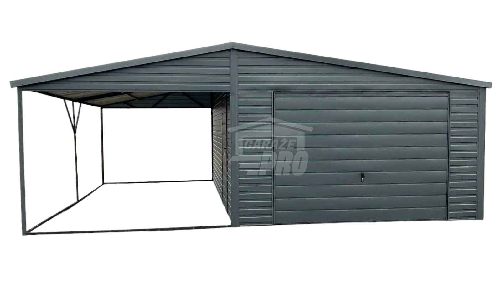 Garaż Blaszany 4x5 + wiata 4x5 - Brama uchylna drzwi Antracyt  PRO263 Legnica - zdjęcie 1