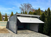 Garaż blaszany 3x5 brama uchylna - drzwi - Biały Dach spad w tył GB141 Elbląg - zdjęcie 4