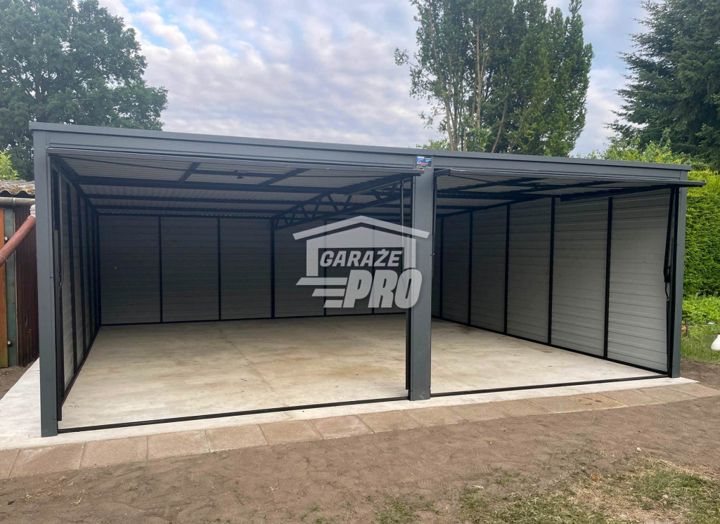Garaż blaszany 6x6 2x Brama uchylna Antracyt Dach spad w tył GP136 Śródmieście - zdjęcie 9